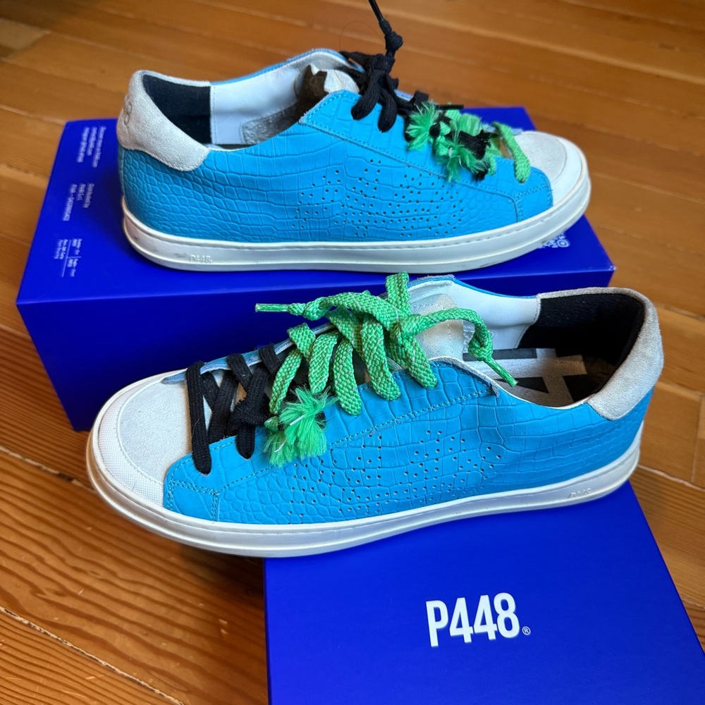 P448 Jane Blue Suede Low Top Sneakers EU 40 US 9-9.5 - Picture 7 of 12